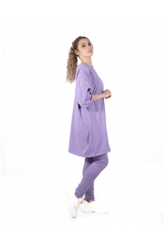 Ensemble t-shirt oversize + legging violet