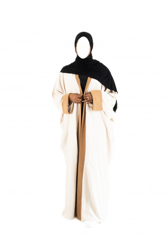 Kimono abaya long bicolore oversize beige