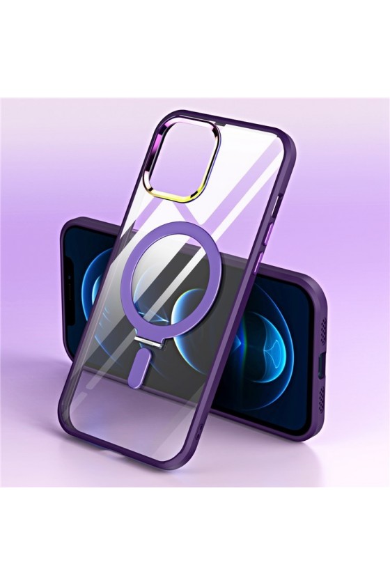 Coque transparent Magnétique support pour iPhone 13 et 14 violet