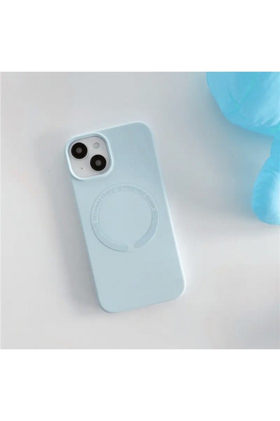 Coque magnétique en silicone bleu pour iPhone 12 et 12 Pro