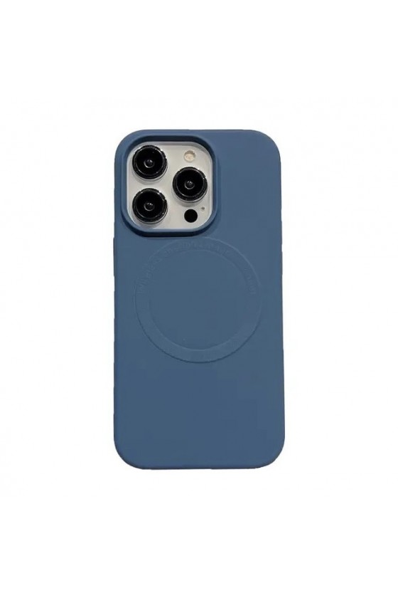 Coque magnétique en silicone bleu pour iPhone 14 Pro