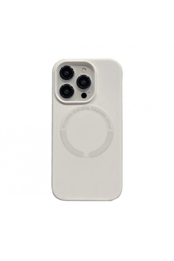 Coque magnétique en silicone beige pour iPhone 13 Pro