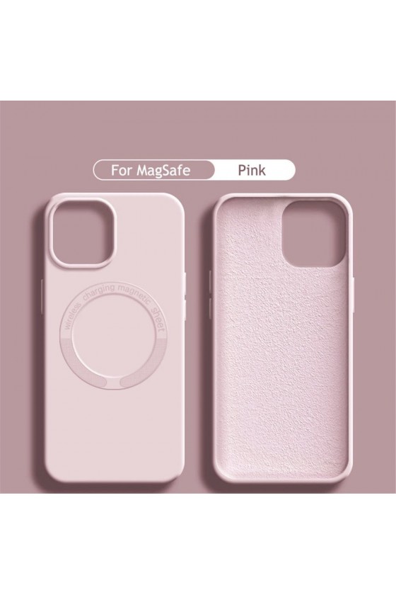 Coque magnétique en silicone rose pour iPhone 11 Pro