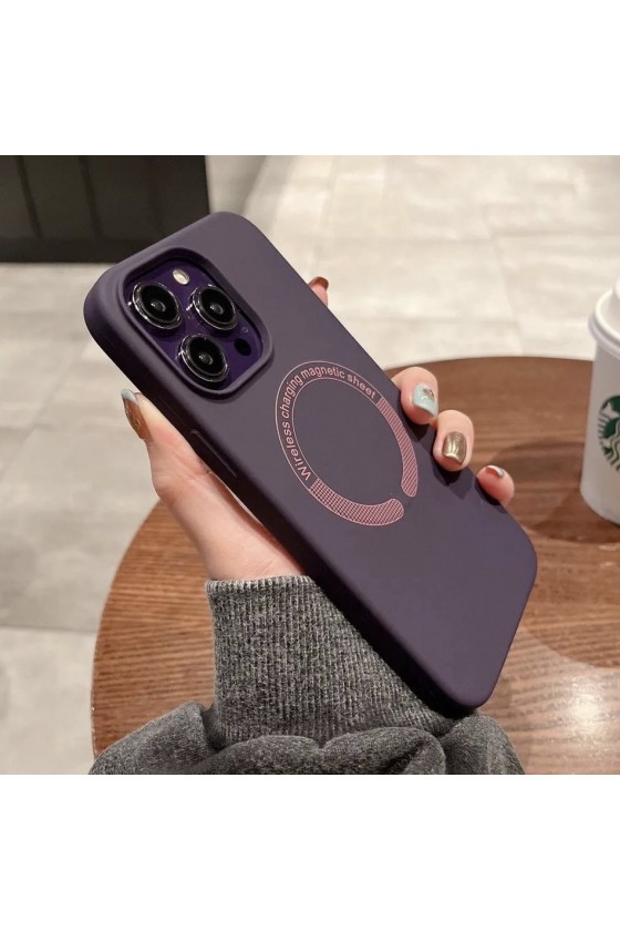 Coque magnétique violet en silicone pour iPhone 13 pro