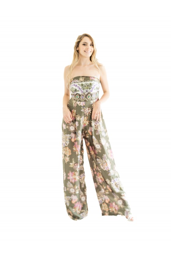 Combinaison pantalon bustier à fleurs
