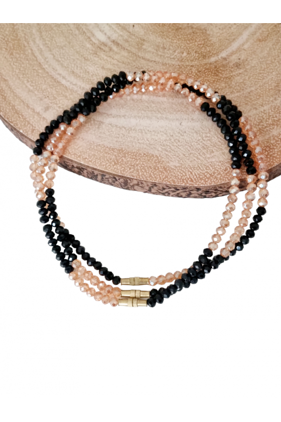 3 pièces bracelet de cheville à perles noires et roses