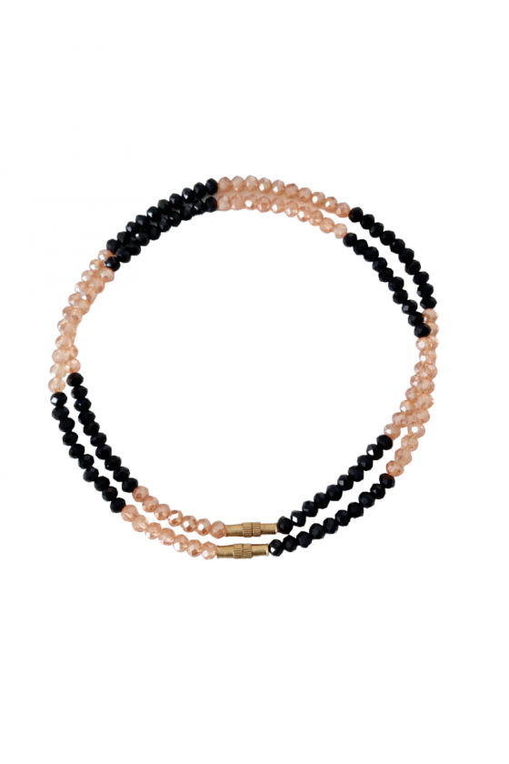 2 pièces bracelet de cheville à perles noires et roses