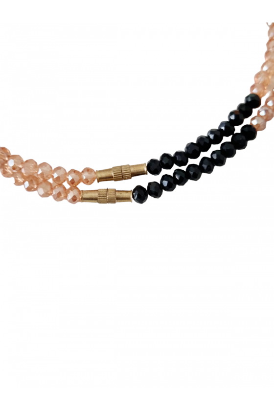 2 pièces bracelet de cheville à perles noires et roses