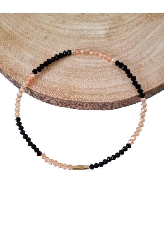 1 pièce bracelet de cheville à perles noires et roses