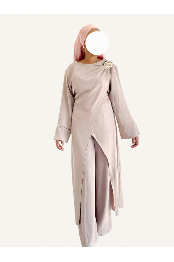 Robe Tunique Aysha Fendue Ceinturée Avec Anneau Doré