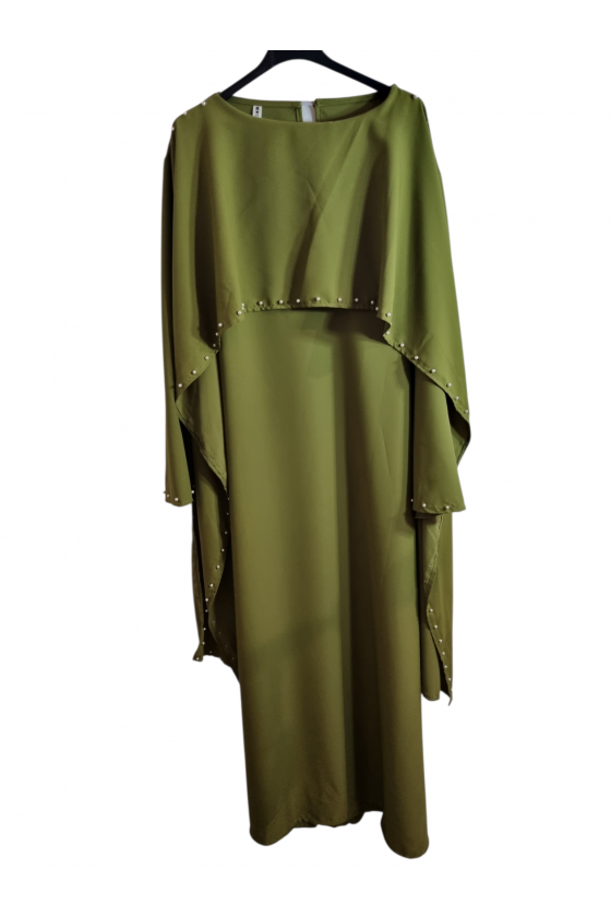Robe abaya dos croiseé vert...