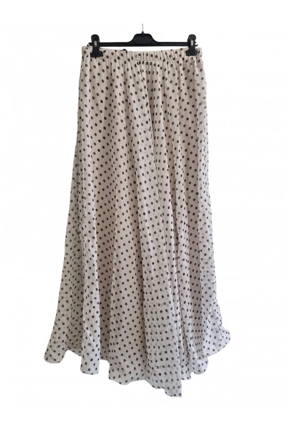 Jupe Longue A Pois Beige