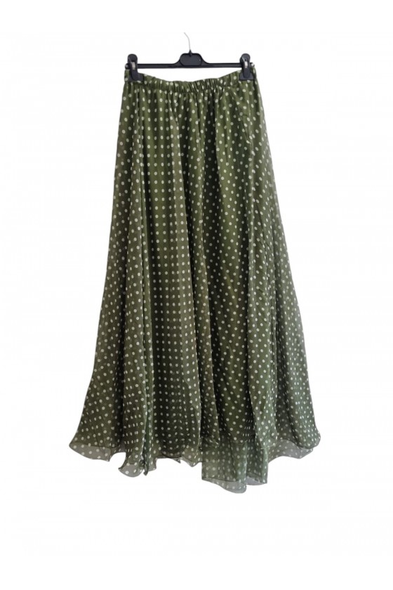 Jupe Longue A Pois Vert Kaki