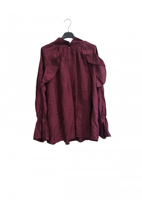 Blouse A Volant Bordeaux