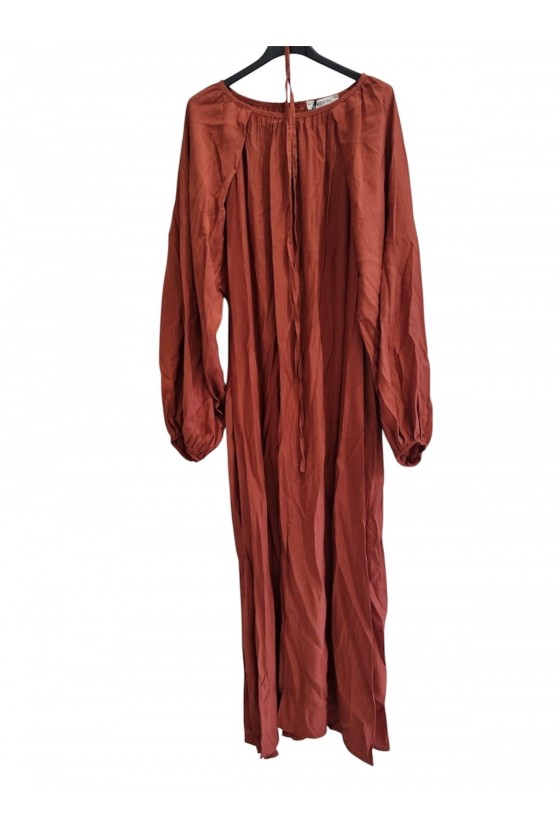 Robe Longue Fluide Ceinturée Rouille