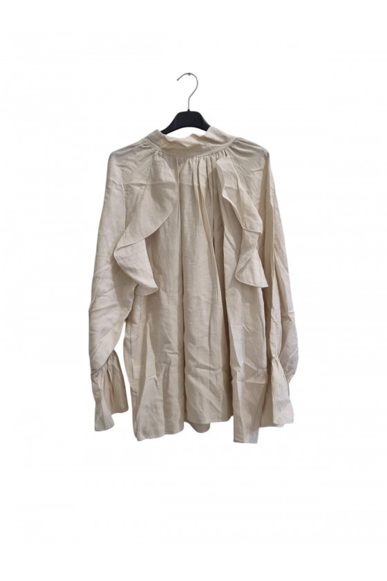 Blouse à volant beige