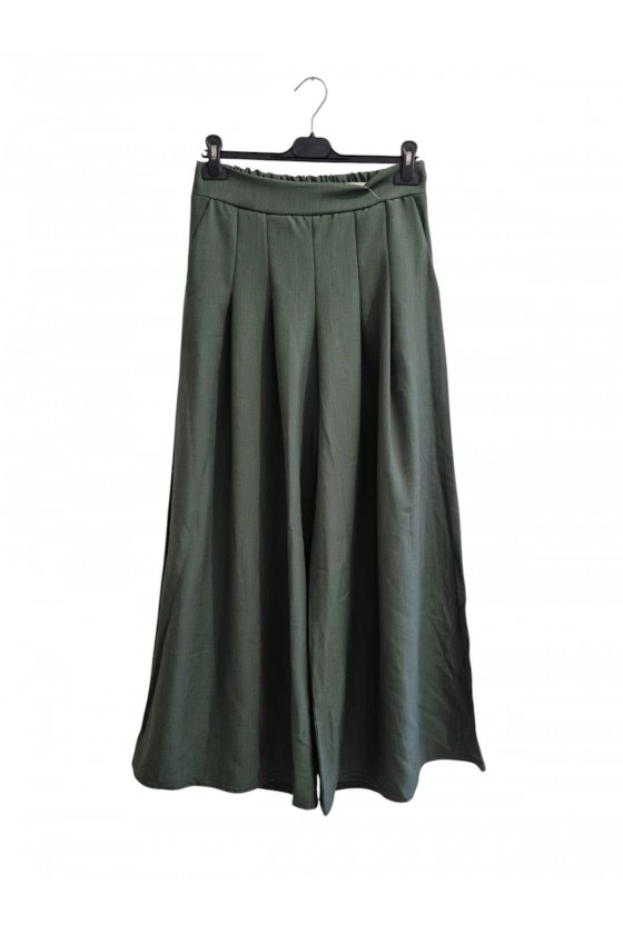 Pantalon Large Fluide Elégant Vert Kaki