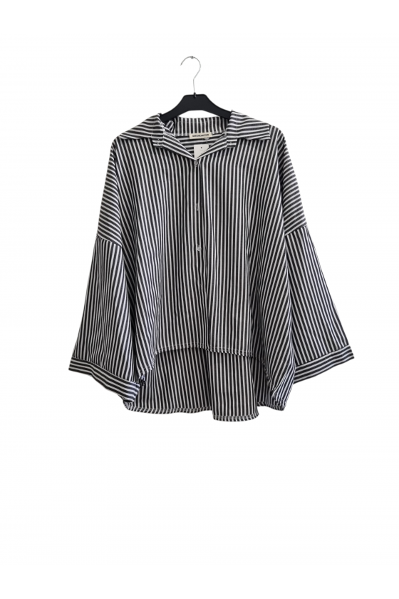 Chemise Fluide Oversize à Rayure Noire