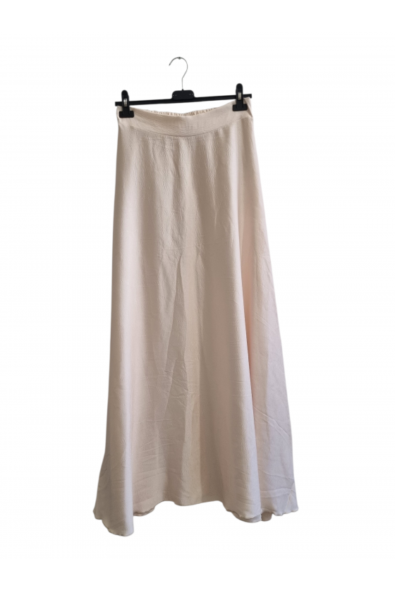 Jupe Longue Evasée Fluide En Satin Beige