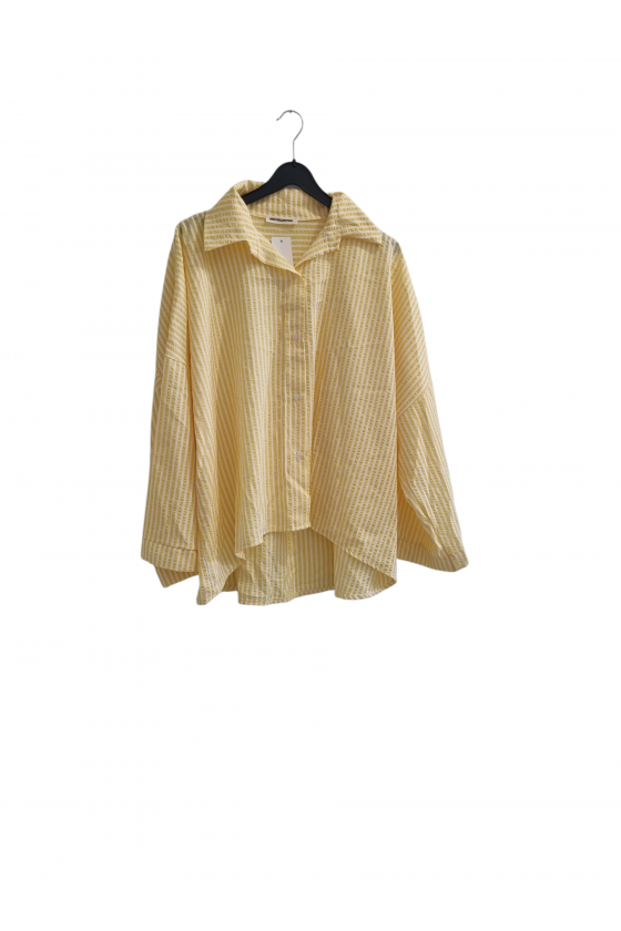 Chemise Fluide Oversize à Rayure Jaune