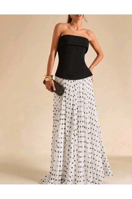 Jupe Longue A Pois Beige