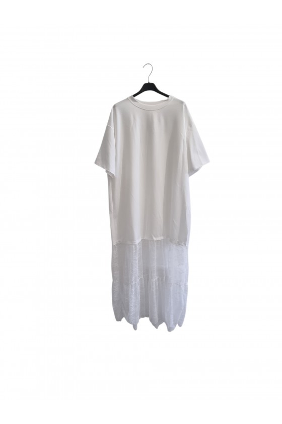 Robe t-shirt longue blanc...