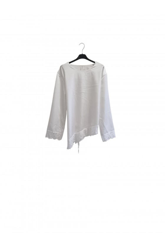 Haut croisé manches longue satiné blanc