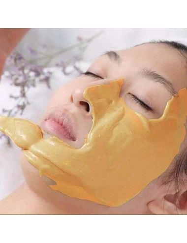 Masque facial en poudre jaune à l'acide hyaluronique au collagène anti-age, anti-rides